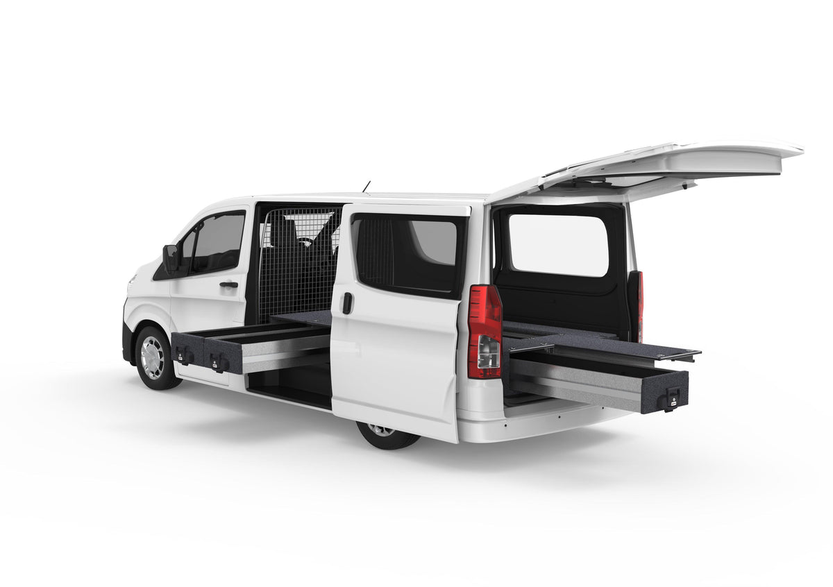 Fixed Floor Side Drawers & Single Roller Floor Rear Drawers - Toyota Hiace Van 05/2019-current