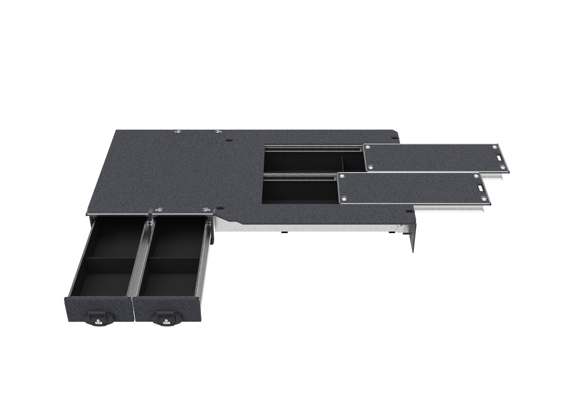 Fixed Floor Side Drawers & Dual Roller Floor Rear Drawers - Toyota Hiace Van 01/2005-04/2019