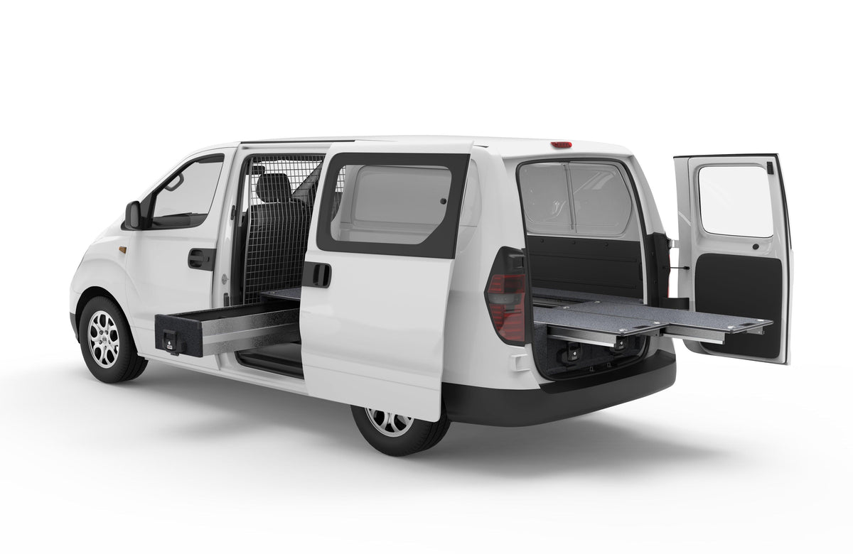 Fixed Floor Side Drawers & Dual Roller Floor Rear Drawers - Hyundai Iload Van 01/2009-12/2021