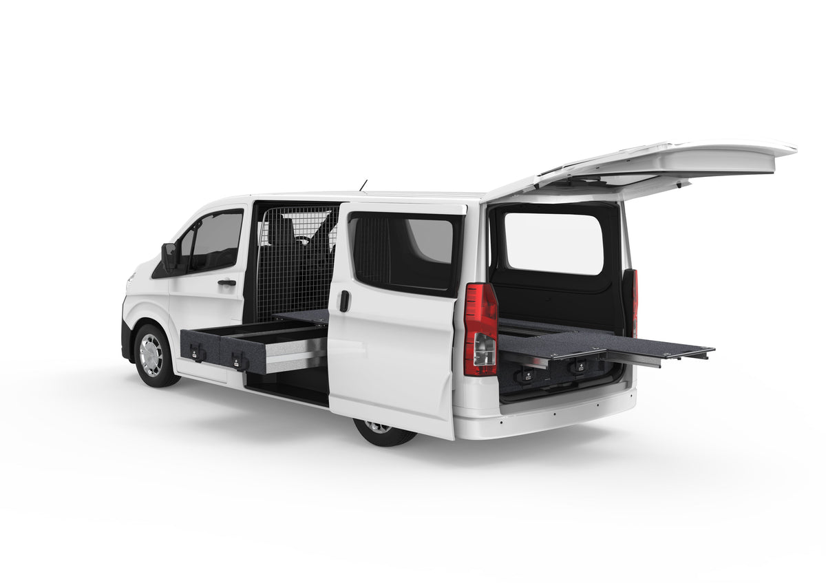 Fixed Floor Side Drawers & Dual Roller Floor Rear Drawers - Toyota Hiace Van 05/2019-current
