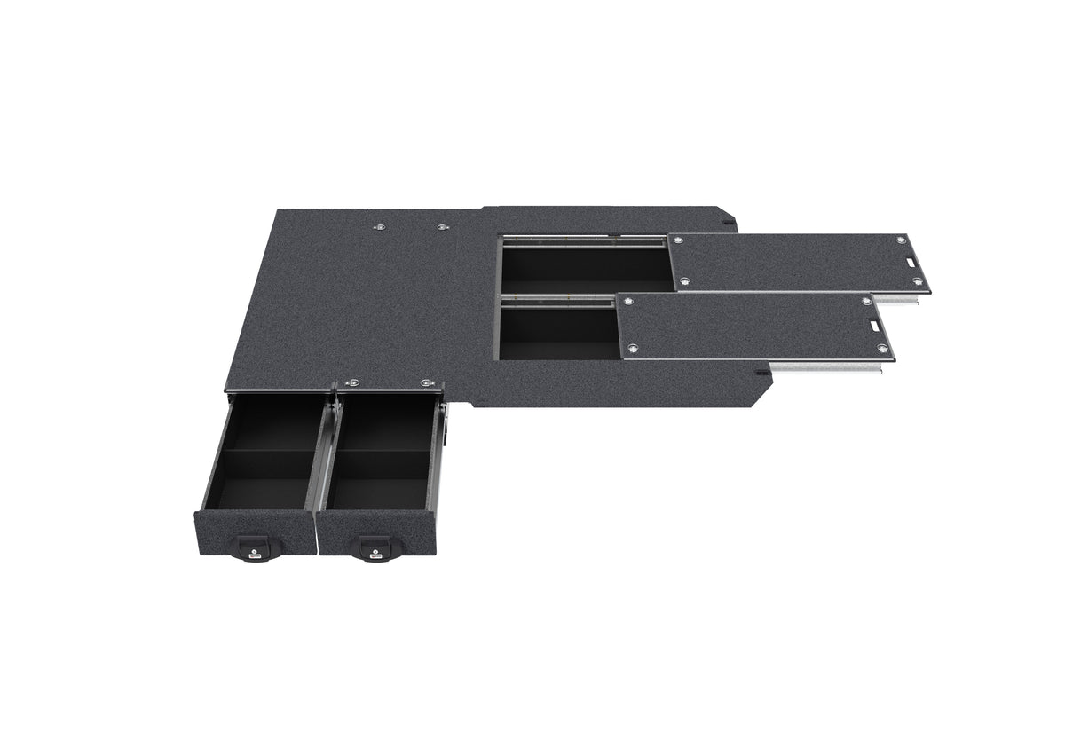 Fixed Floor Side Drawers & Dual Roller Floor Rear Drawers - Toyota Hiace Van 05/2019-current