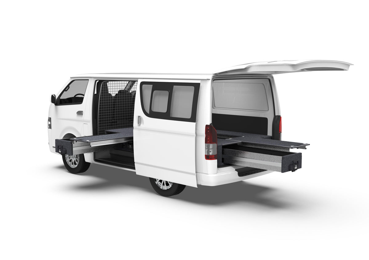 Single Roller Floor Side Drawers & Single Roller Floor Rear Drawers - Toyota Hiace Van 01/2005-04/2019