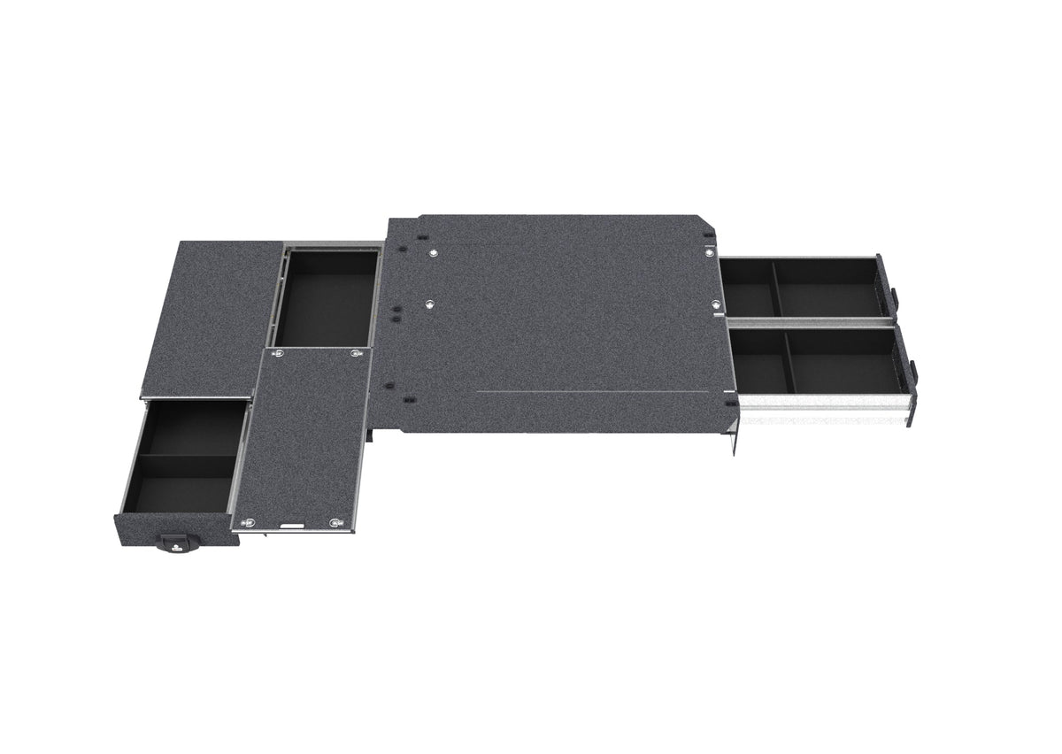Single Roller Floor Side Drawers & Fixed Floor Rear Drawers - Toyota Hiace Slwb Van 08/2022-current
