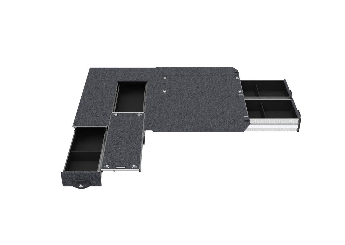 Single Roller Floor Side Drawers & Fixed Floor Rear Drawers - Toyota Hiace Van 05/2019-current