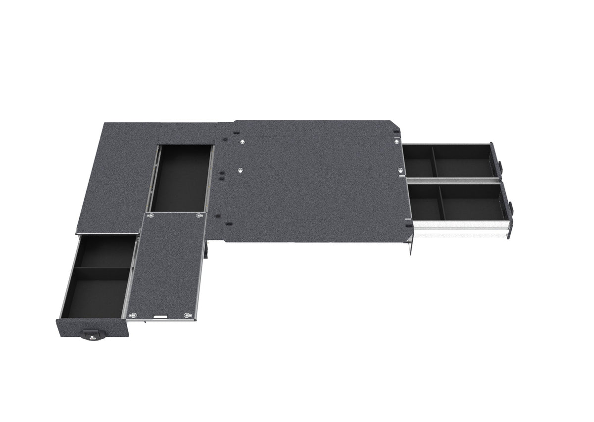 Single Roller Floor Side Drawers & Fixed Floor Rear Drawers - Toyota Hiace Slwb Van 08/2022-current
