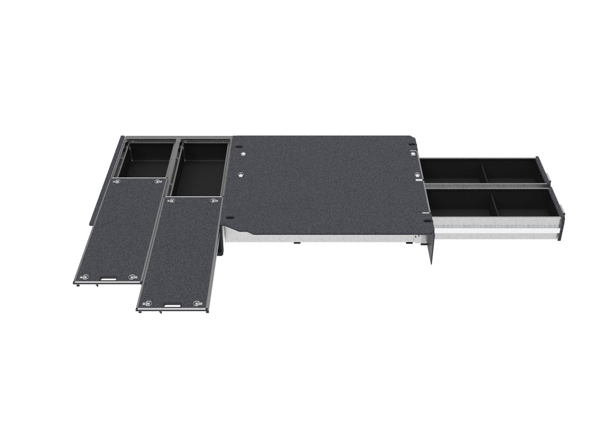 Dual Roller Floor Side Drawers & Fixed Floor Rear Drawers - Toyota Hiace Van 01/2005-04/2019
