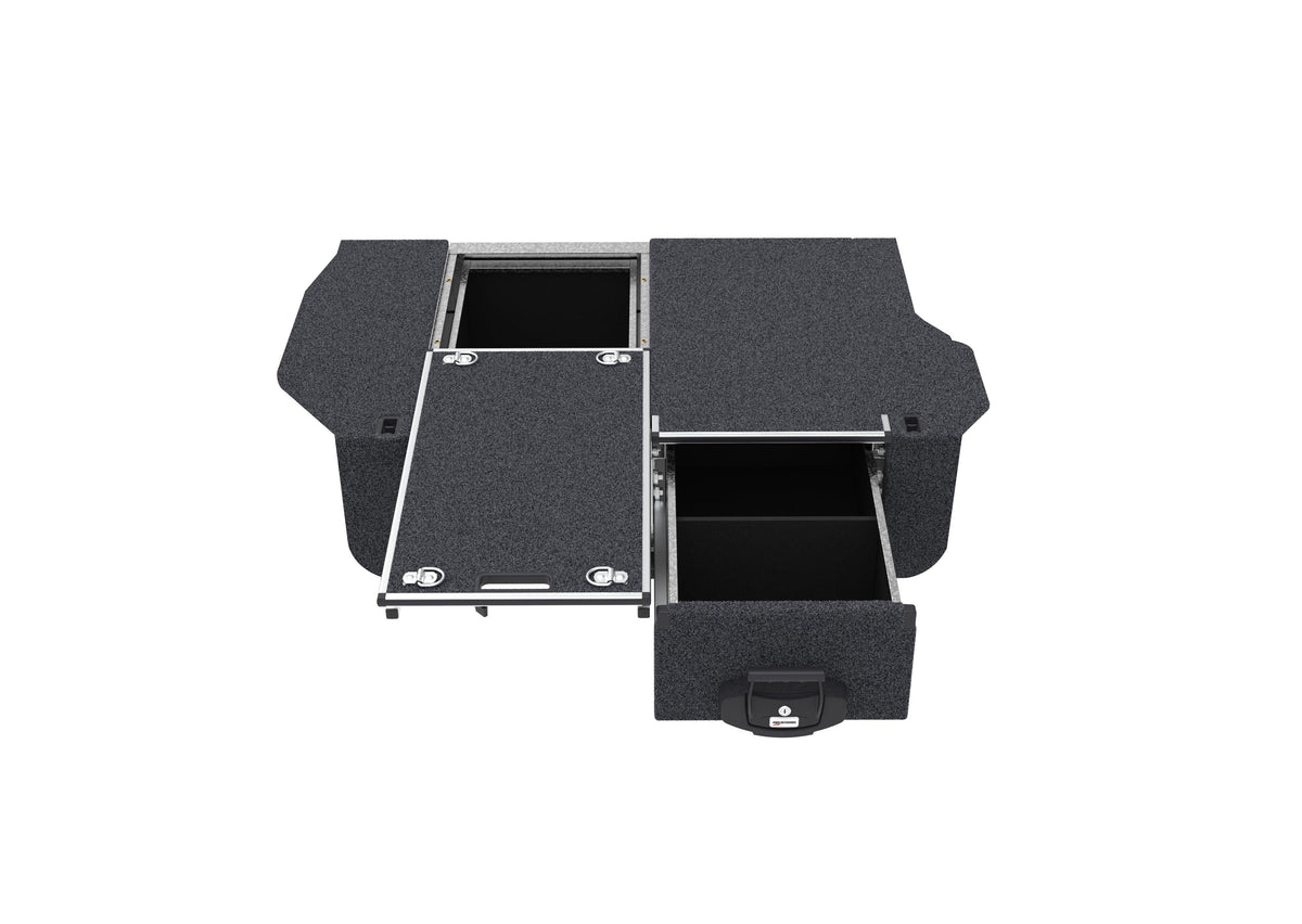 Single Roller Floor Drawers - Mitsubishi Pajero Platinum With Sub Woofer 01/2010-12/2021