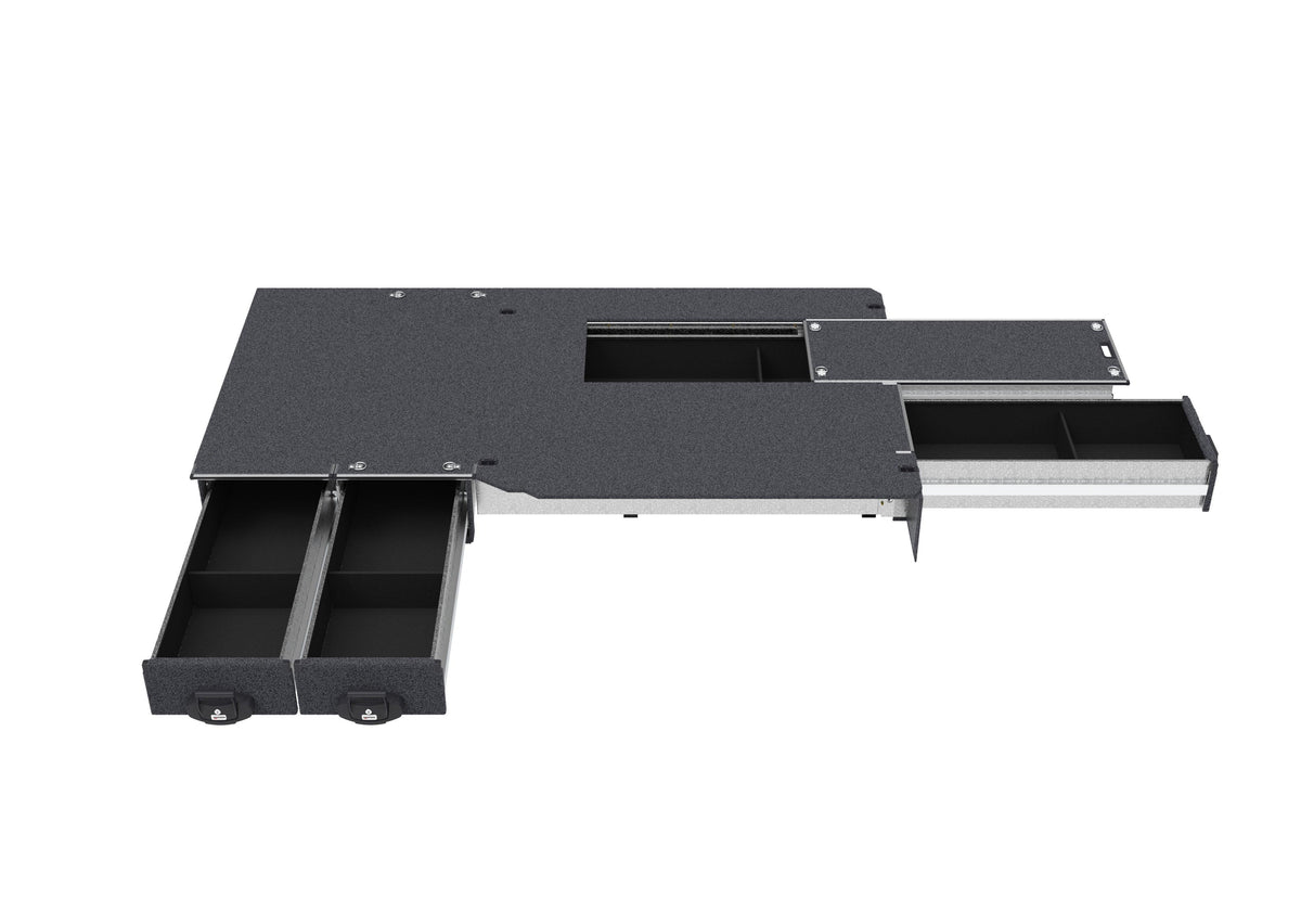 Fixed Floor Side Drawers & Single Roller Floor Rear Drawers - Toyota Hiace Van 01/2005-04/2019