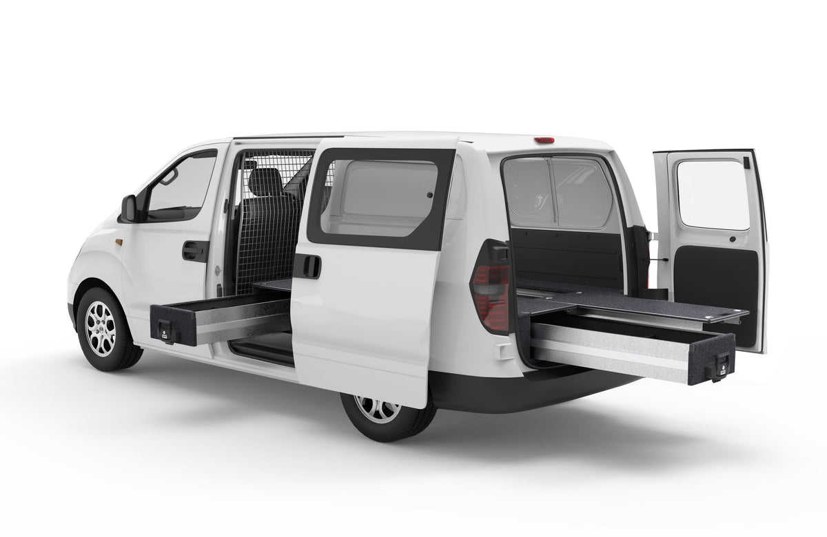 Fixed Floor Side Drawers & Single Roller Floor Rear Drawers - Hyundai Iload Van 01/2009-12/2021