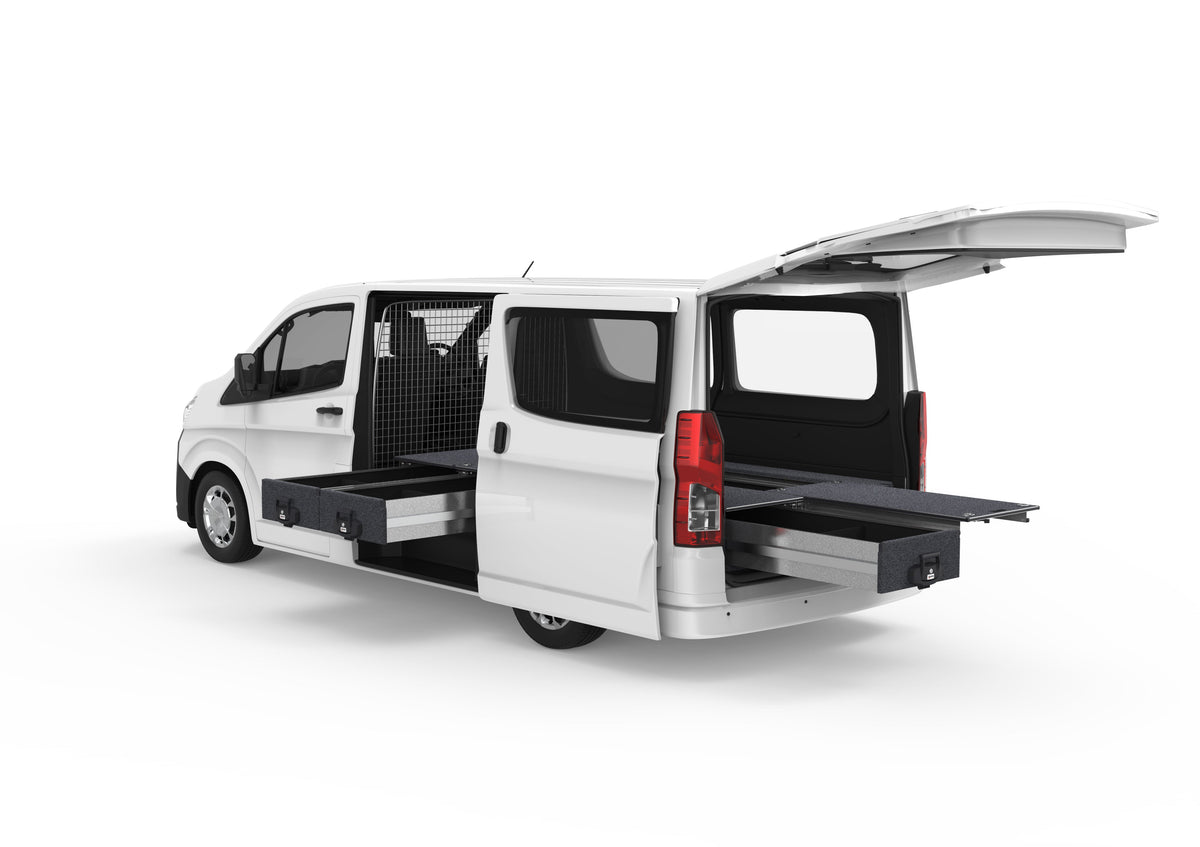Fixed Floor Side Drawers & Single Roller Floor Rear Drawers - Toyota Hiace Van 05/2019-current