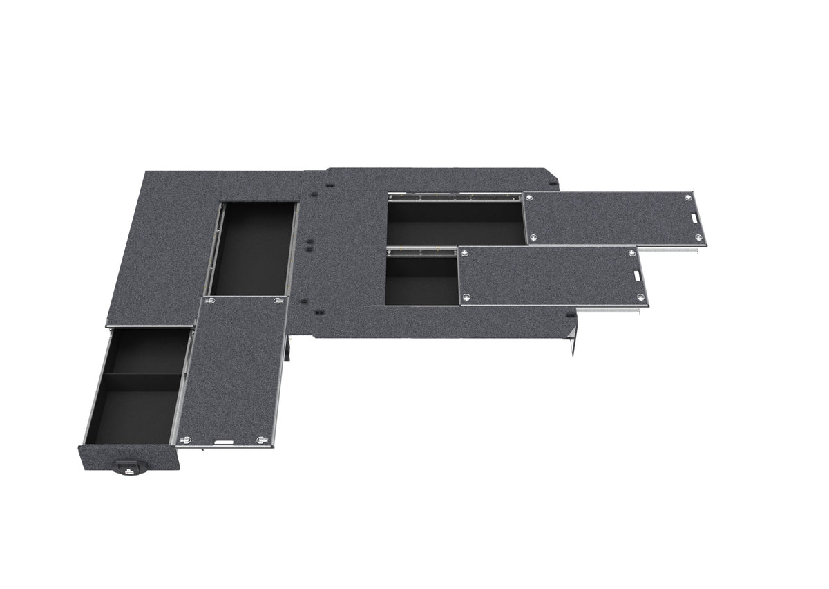 Single Roller Floor Side Drawers & Dual Roller Floor Rear Drawers - Toyota Hiace Slwb Van 08/2022-current