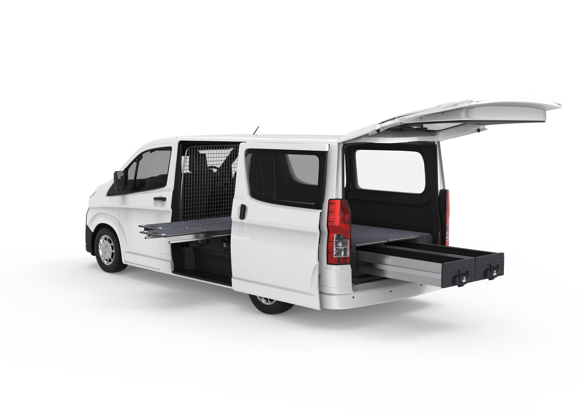 Dual Roller Floor Side Drawers & Fixed Floor Rear Drawers - Toyota Hiace Van 05/2019-current