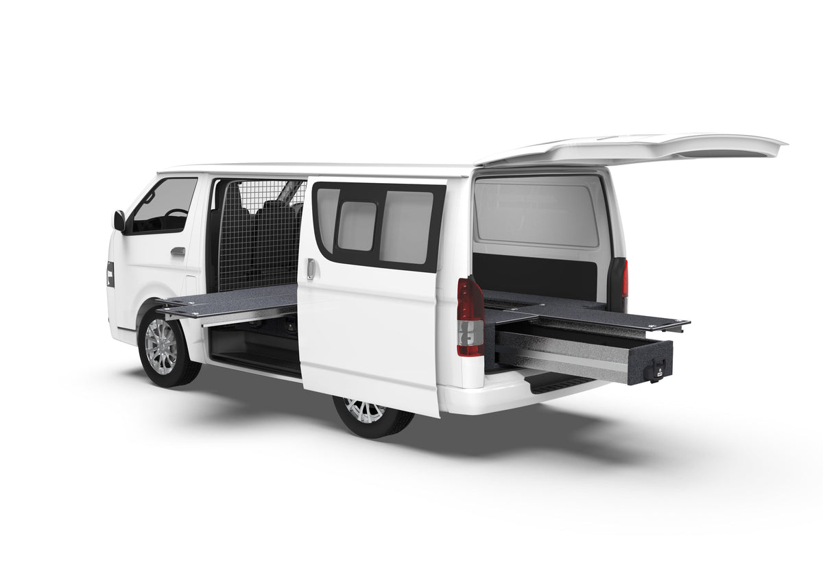 Dual Roller Floor Side Drawers & Single Roller Floor Rear Drawers - Toyota Hiace Van 01/2005-04/2019