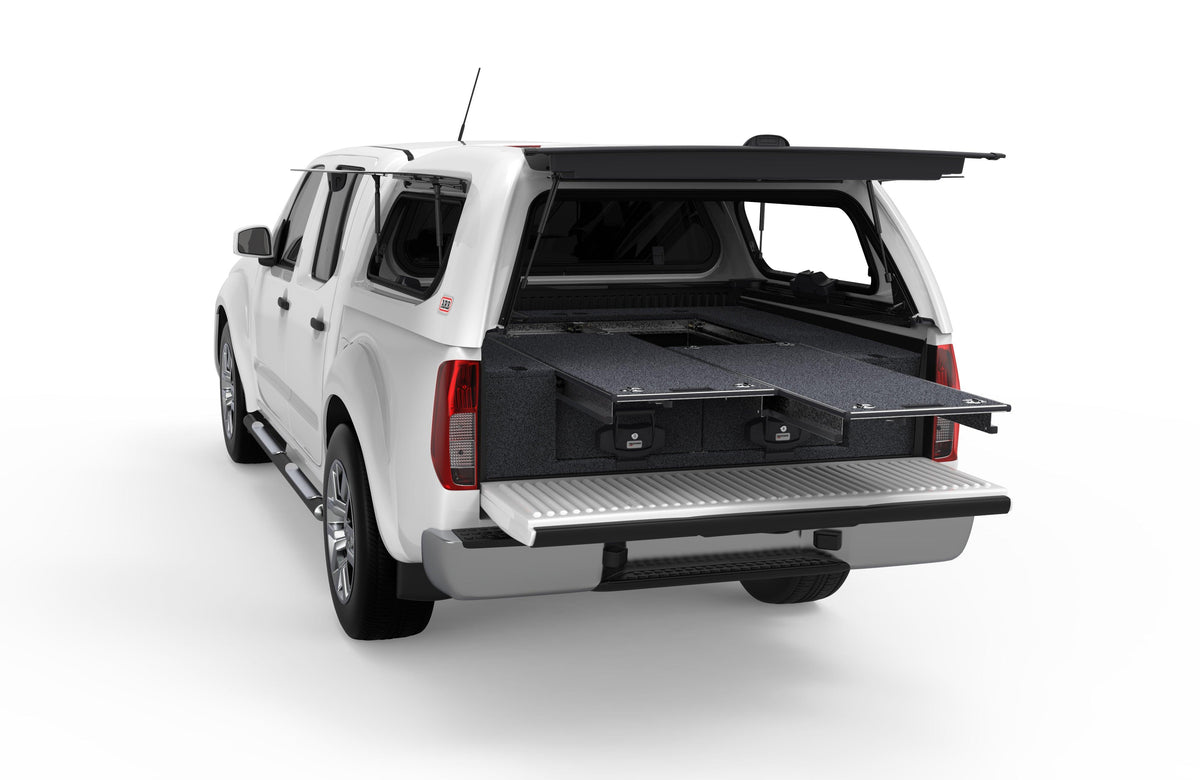 Dual Roller Floor Drawers - Nissan Navara D40 Rx Dual Cab 11/2005-03/2015