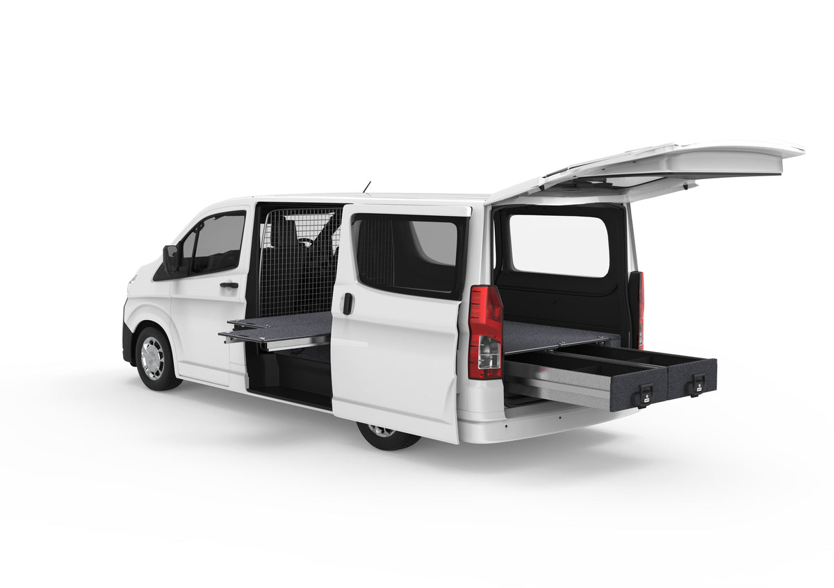 Dual Roller Floor Side Drawers & Fixed Floor Rear Drawers - Toyota Hiace Van 05/2019-current