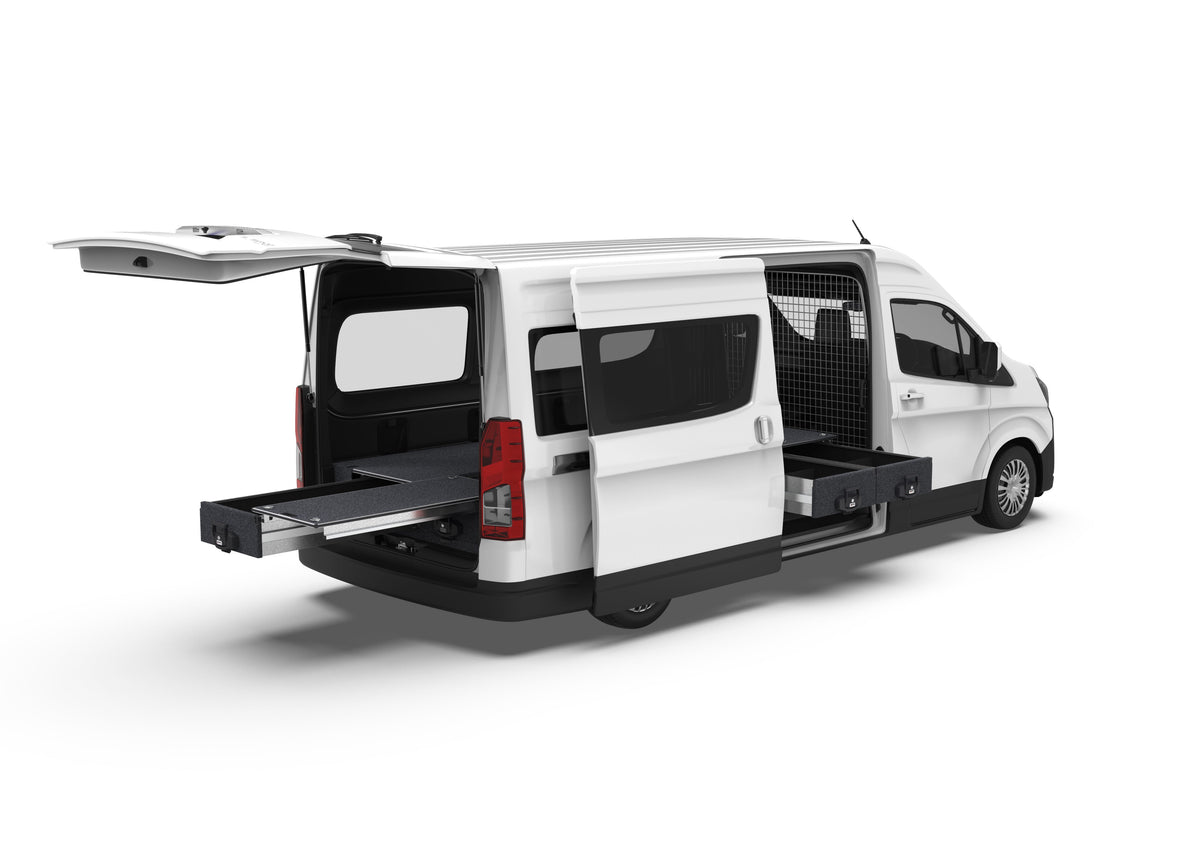 Fixed Floor Side Drawers & Single Roller Floor Rear Drawers - Toyota Hiace Slwb Van 08/2022-current